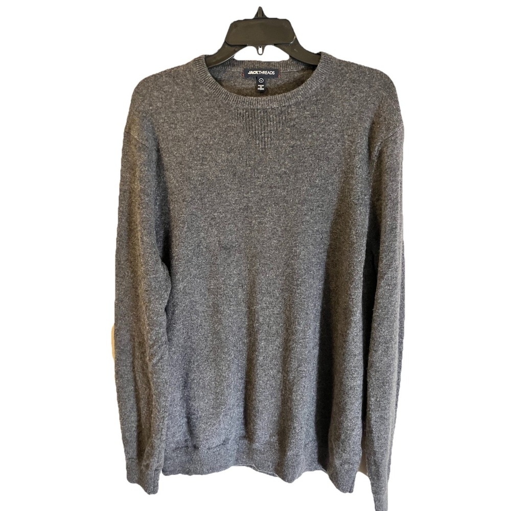 Jack Threads Long Sleeve Sweater Men's L 100% Cashmere Gray Preppy Lightweight